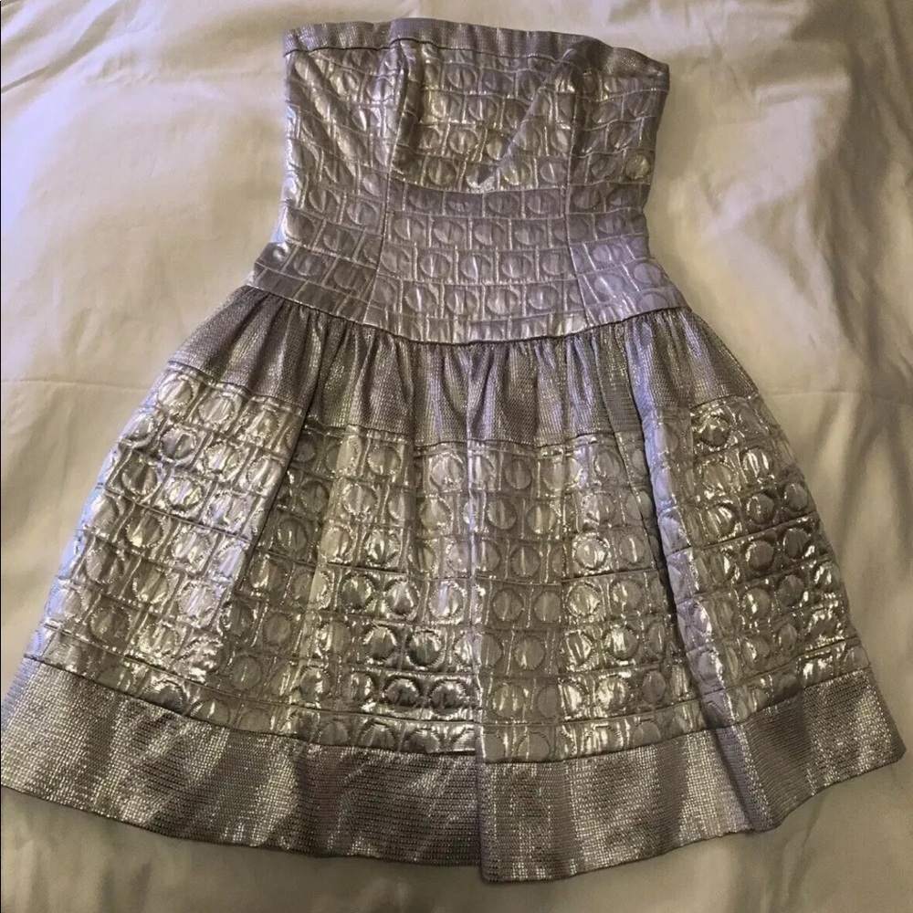 Jessica McClintock Silver Fit & Flare Dress size 2